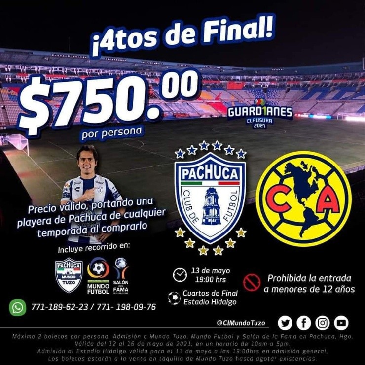 Los precios de los boletos para América vs Pachuca en la Liguilla de la