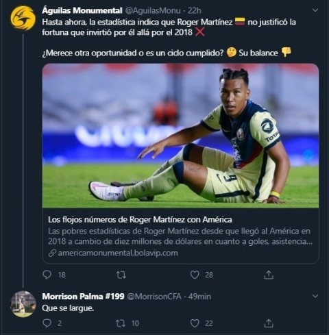 Morrison Palma castiga a Roger Martínez en el club América Morrison Palma castiga a Roger Martínez en el club América