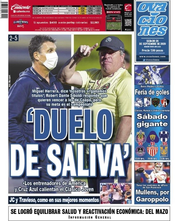 Portada Ovaciones 26 de septiembre Portada Ovaciones 26 de septiembre