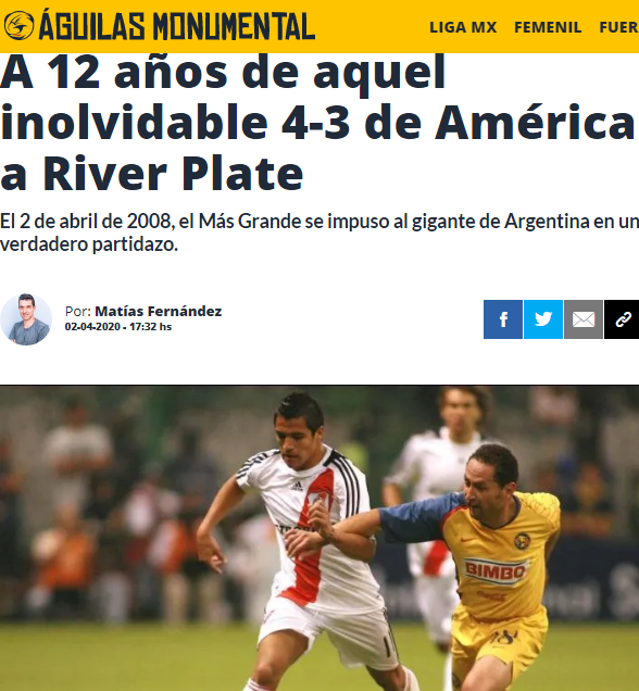 Cuando el Club América venció a River en la Libertadores en Argentina