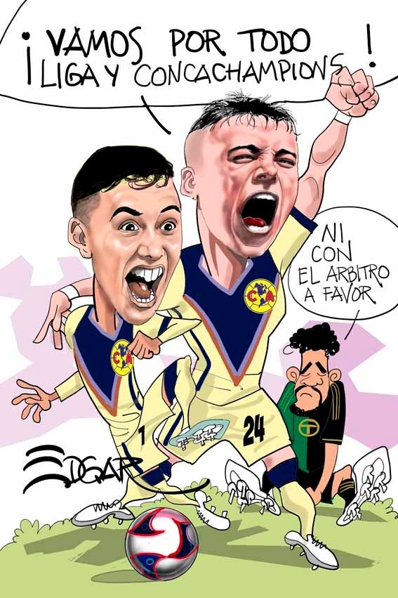 América Cartón de Édgar Portland Concachampions América Cartón de Édgar Portland Concachampions